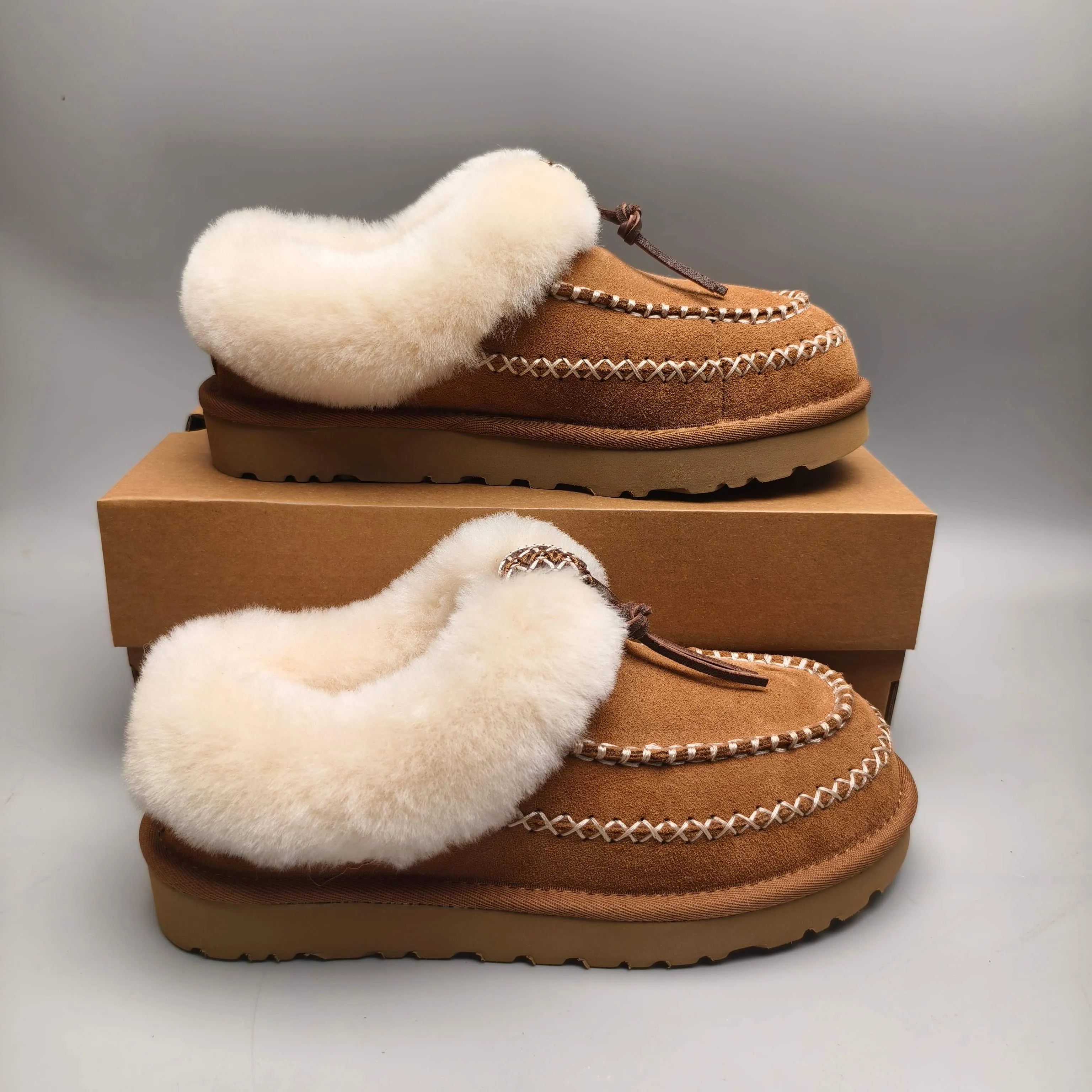 💰520 UGG sheepskin integrated snow boots 8258 ethnic style casual boots color: chestnut antelope brown matching size: 35-40